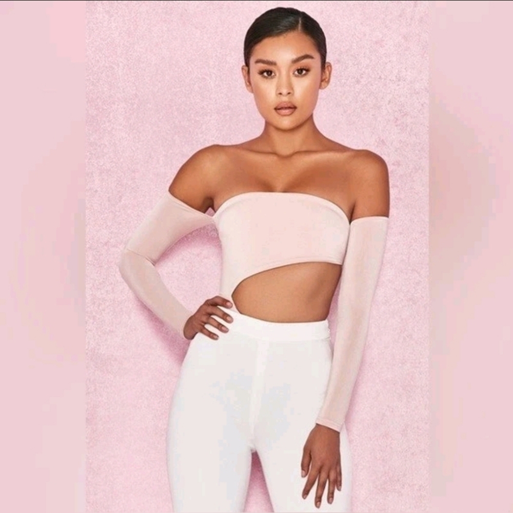 House Of CB OLA blush off shoulder cut out bodysuit Small